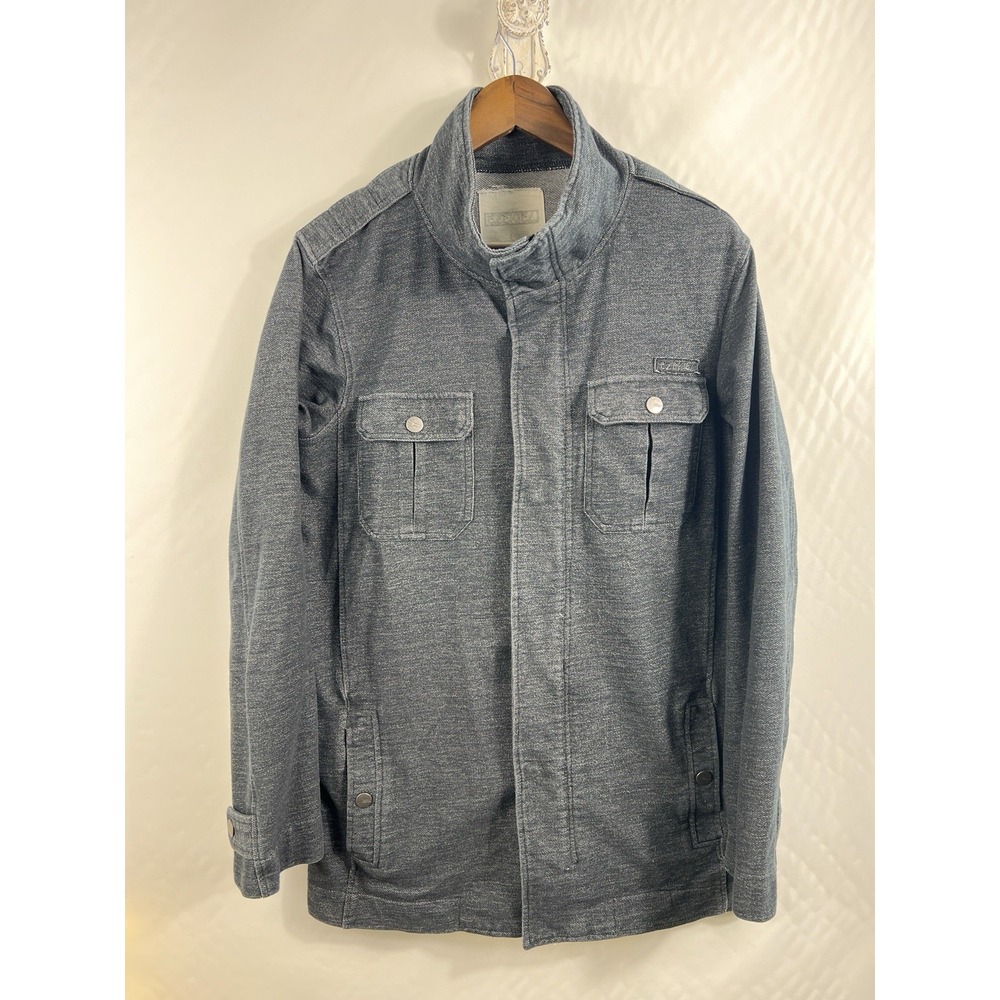 Men's Ezekiel Jacket Size L Gray Skateboarding Zip Snap Closure Shacket